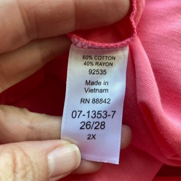 Woman Within NWOT Simple Normcore Rose Pink Oversized Short Sleeve T-Shirt 2X - Picture 6 of 7